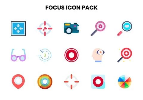 Focus Flat Graphics Icons Pack Stock Illustration