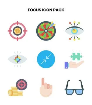 Focus Flat Graphics Icons Pack Stock Illustration
