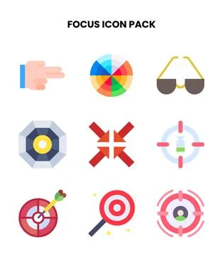 Focus Flat Graphics Icons Pack Stock Illustration