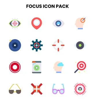 Focus Flat Set Icons Pack Stock Illustration