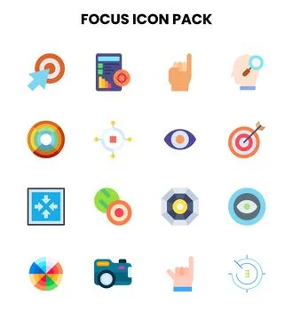 Focus Flat Vector Icons Pack Stock Illustration