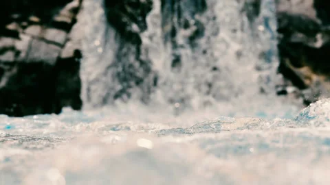 Focus on flowing water surface. river with a waterfall in the background Stock-Footage 302109884