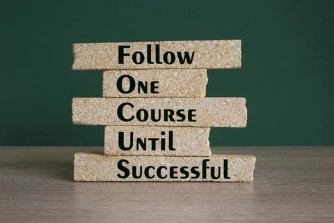 FOCUS follow one course until successful symbol. Stock Photos