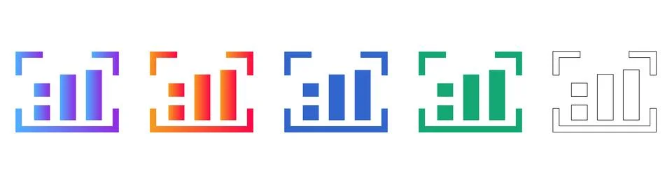Focus Frame Bar Chart Analytics Icons Stock Illustration