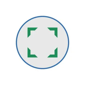 Focus, full screen icon on black circle. White background Stock Illustration