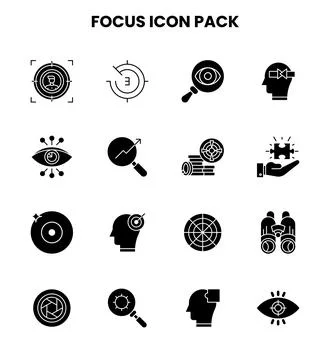 Focus Glyph Bundle Icons Pack Stock Illustration