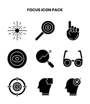 Focus Glyph Icons Pack Stock Illustration