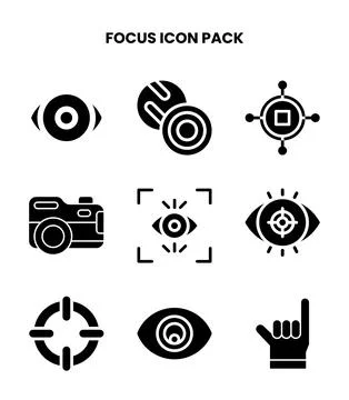 Focus Glyph Icons Pack Stock Illustration
