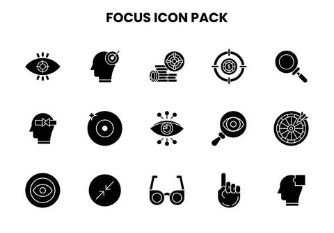 Focus Glyph Scalable Icons Pack Stock Illustration