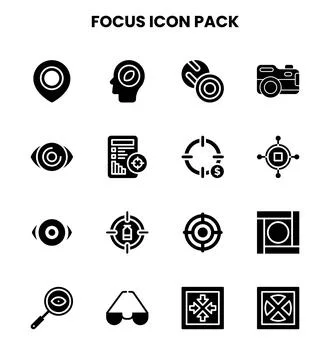 Focus Glyph Set Icons Pack Stock Illustration