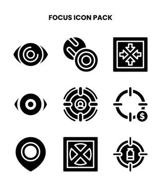 Focus Glyph UI Icons Pack Stock Illustration