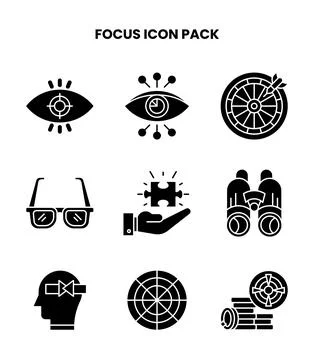 Focus Glyph Vector Icons Pack 库存插图