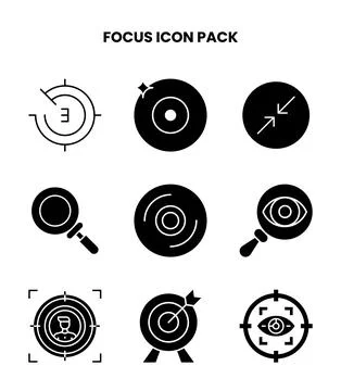 Focus Glyph Vector Icons Pack Stock Illustration