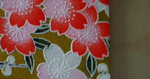 Focus Gradually Spreads Across a Traditional Japanese Floral Pattern Stock-Footage 346422504