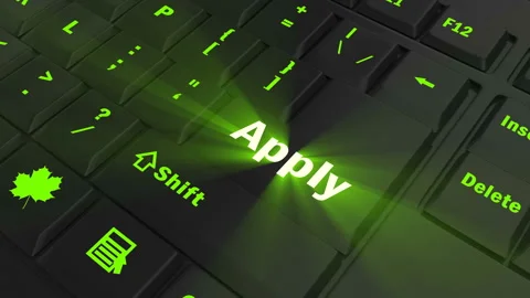Focus on the green glowing Apply button Stock Footage 100682292
