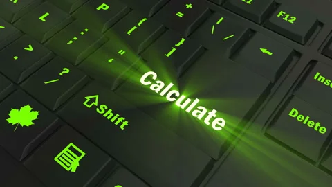 Focus on the green glowing Calculate button Stock Footage 100679048