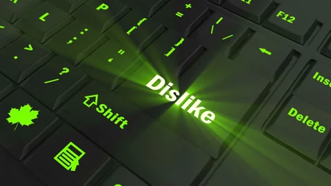 Focus on the green glowing Dislike button Stock Footage 100687284