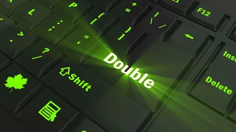Focus on the green glowing Double button Stock Footage 100687578