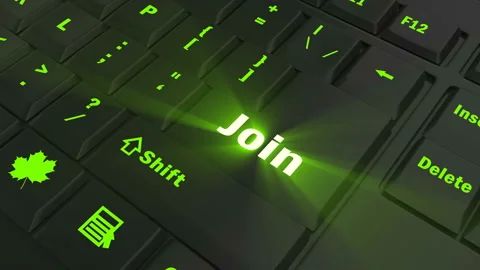Focus on the green glowing Join button Stock Footage 100680189