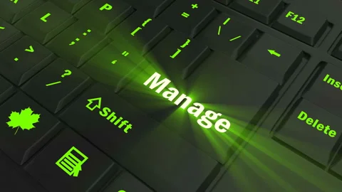 Focus on the green glowing Manage button Stock Footage 100680206