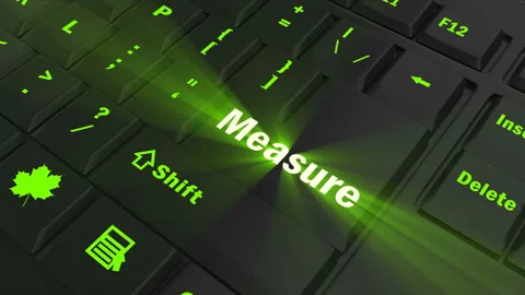 Focus on the green glowing Measure button Stock Footage 100680325