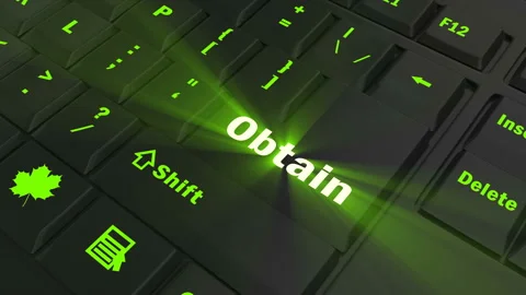 Focus on the green glowing Obtain button Stock Footage 100688811