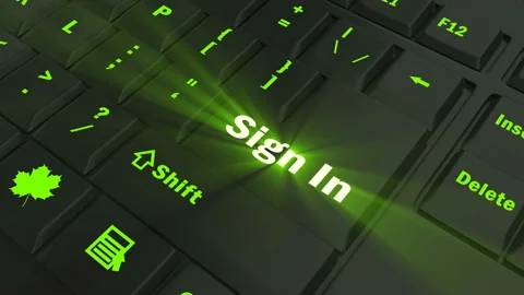 Focus on the green glowing Sign In button Stock Footage 100686059