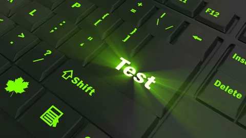 Focus on the green glowing Test button Video stock 100681400
