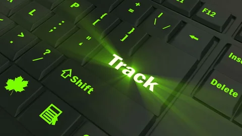 Focus on the green glowing Track button Video stock 100689582