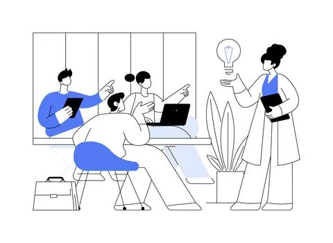 Focus group abstract concept vector illustration. Illustrazione stock