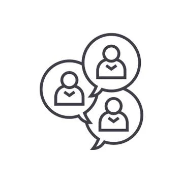Focus group discussion linear icon, sign, symbol, vector on isolated background Illustrazione stock