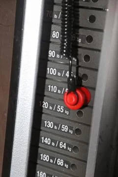 Focus on gym weight machine Stock Photos