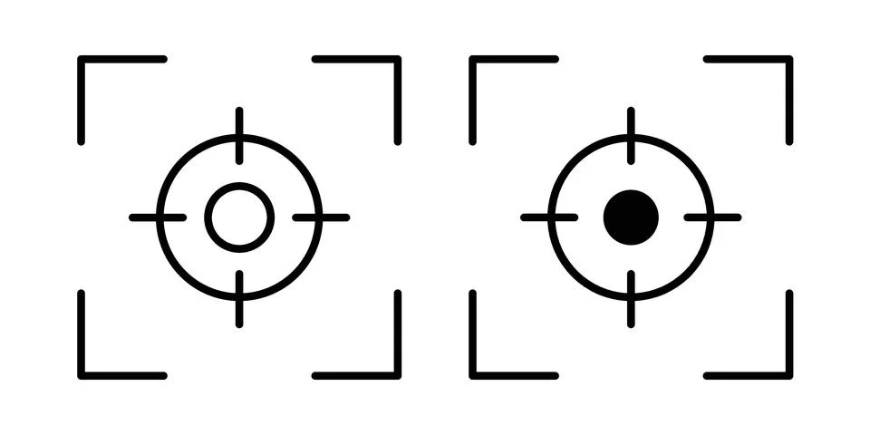 Focus icon linear versions pack on white background Stock-Illustration