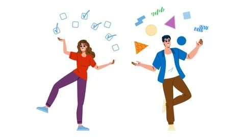 Focus juggling multiple tasks vector Stock Illustration