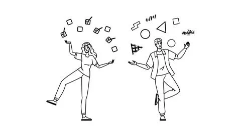 Focus juggling multiple tasks vector Stock Illustration