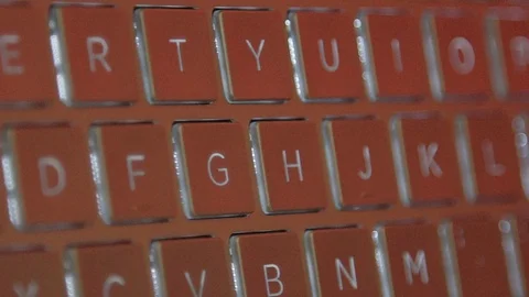 FOCUS IN A KEYBOARD WITH LIGHTS Stock Footage 107304395