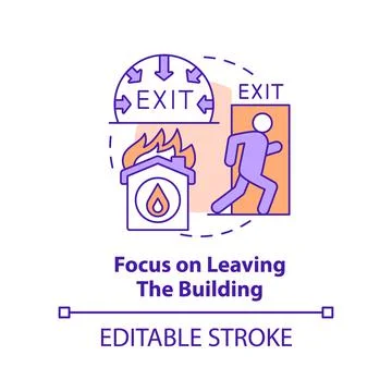 Focus on leaving building concept icon Stock Illustration
