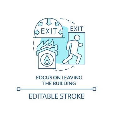 Focus on leaving building turquoise concept icon Stock Illustration