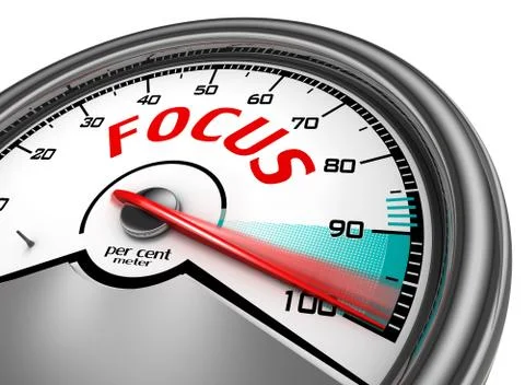 Focus level hundred per cent conceptual meter Stock Illustration