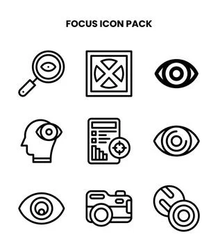 Focus Line Bundle Icons Pack Stock Illustration