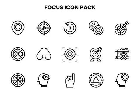Focus Line Design Icons Pack Stock Illustration