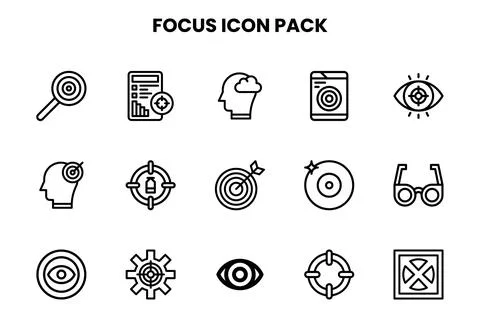 Focus Line Icons Pack Stock Illustration