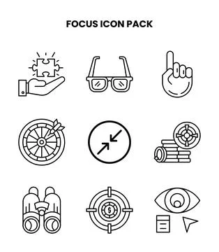 Focus Line Vector Icons Pack Stock Illustration