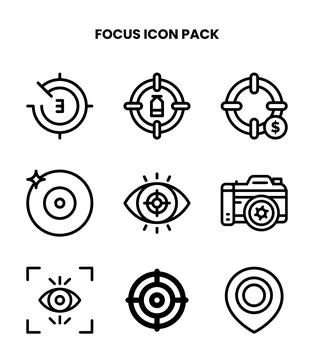 Focus Line Vector Icons Pack Stock Illustration