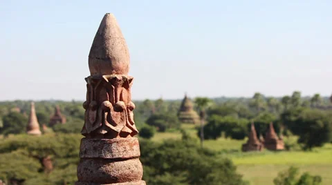 Focus movement from the spire to the temple valley Video stock 34029283