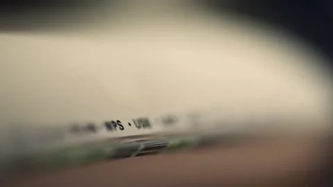 Focus moving on the wifi modem with blinking green lights Stock Footage 140118847