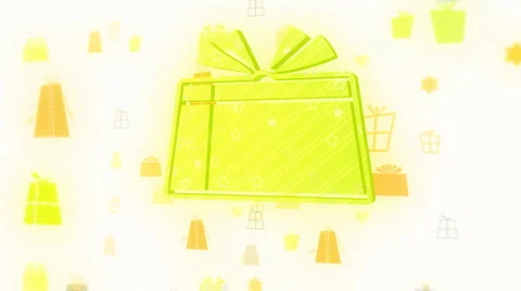 Focus on One Present with Numerous Gift Floating Stock Footage 1036421