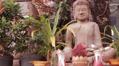 Focus In/Out On Buddha Shrine Stock Footage 42805742