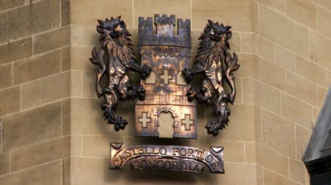 Focus Out on Northampton Guildhall Emblem Stock Footage 61483840