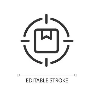 Focus on parcel pixel perfect linear ui icon Illustrazione stock